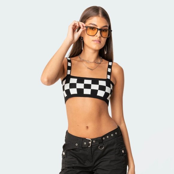 Edikted Tops - Edikted Checkered Top